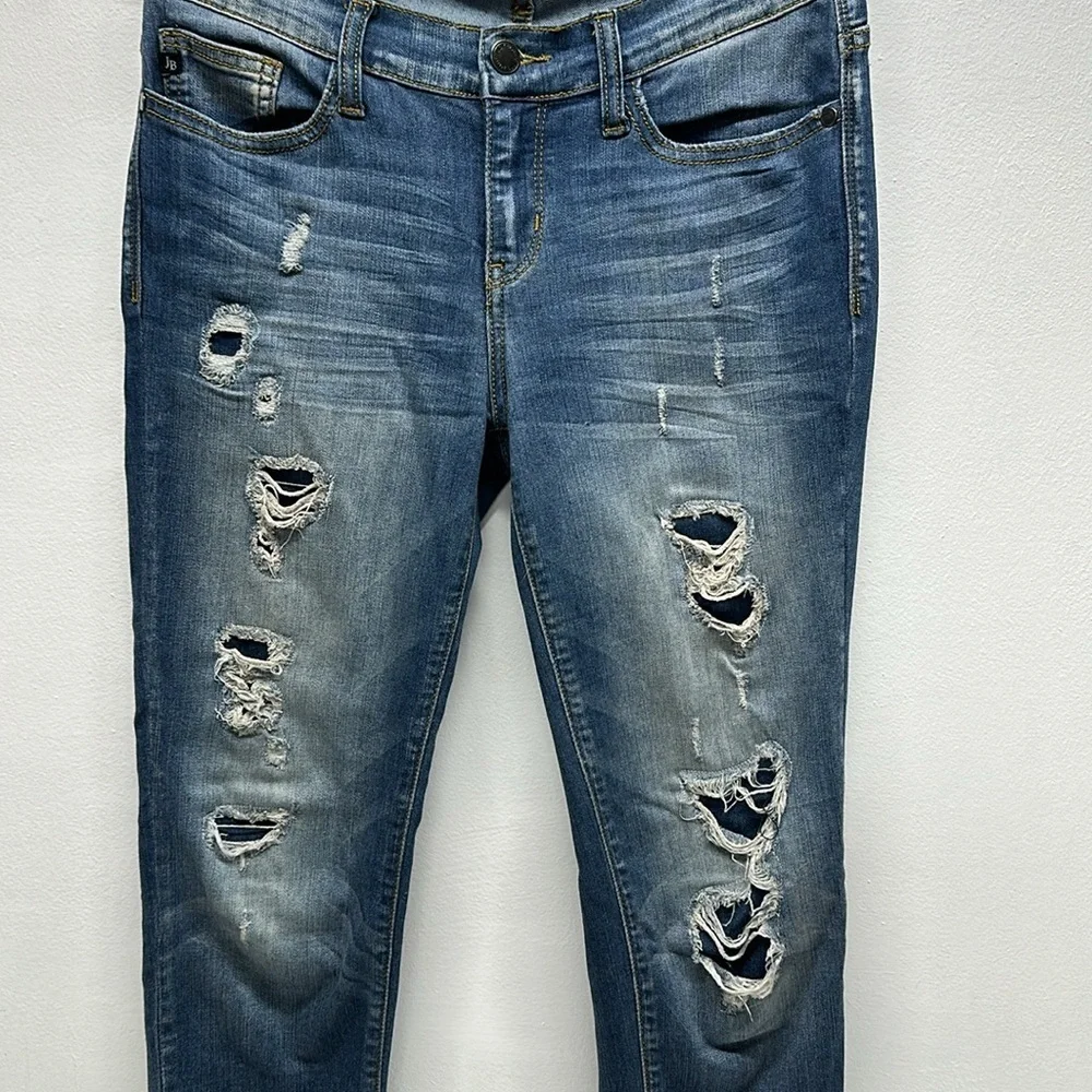 Judy Blue Janette Jeans Distressed Skinny Jean Raw Hem Stretch Blue Size 7 / 28 - Picture 2 of 8
